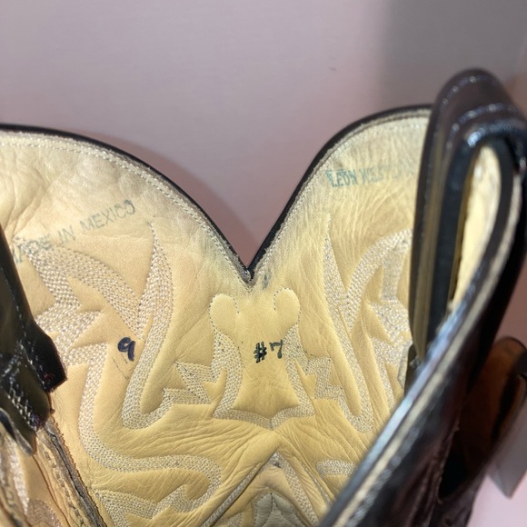 Vintage Western Cowboy Boots Pointy Toes Heels Men's Black Size 7 Conya Leon - Picture 10 of 16